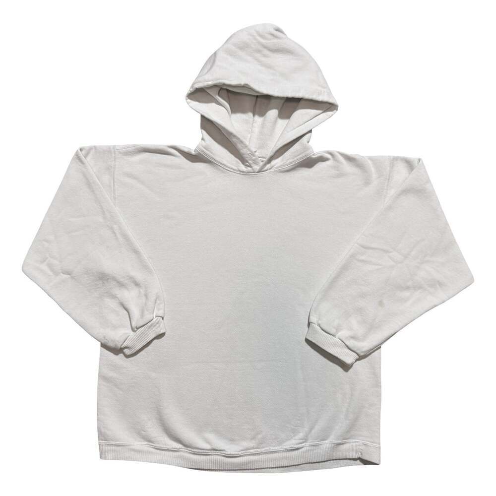 Vintage 70s 80s Plain Blank White Hoodie Sweatshirt Made In USA